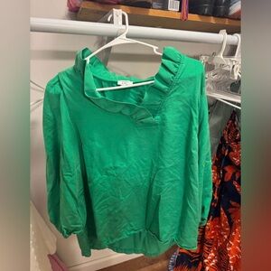 crown & ivy Green Ruffle Blouse